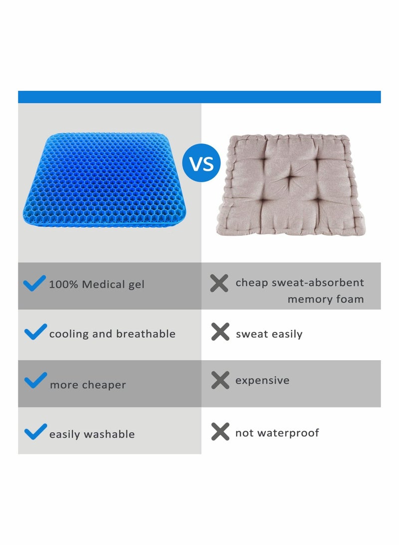 Gel Seat Cushion, Cushion for Long Sitting with Non-Slip Cover (Blue)