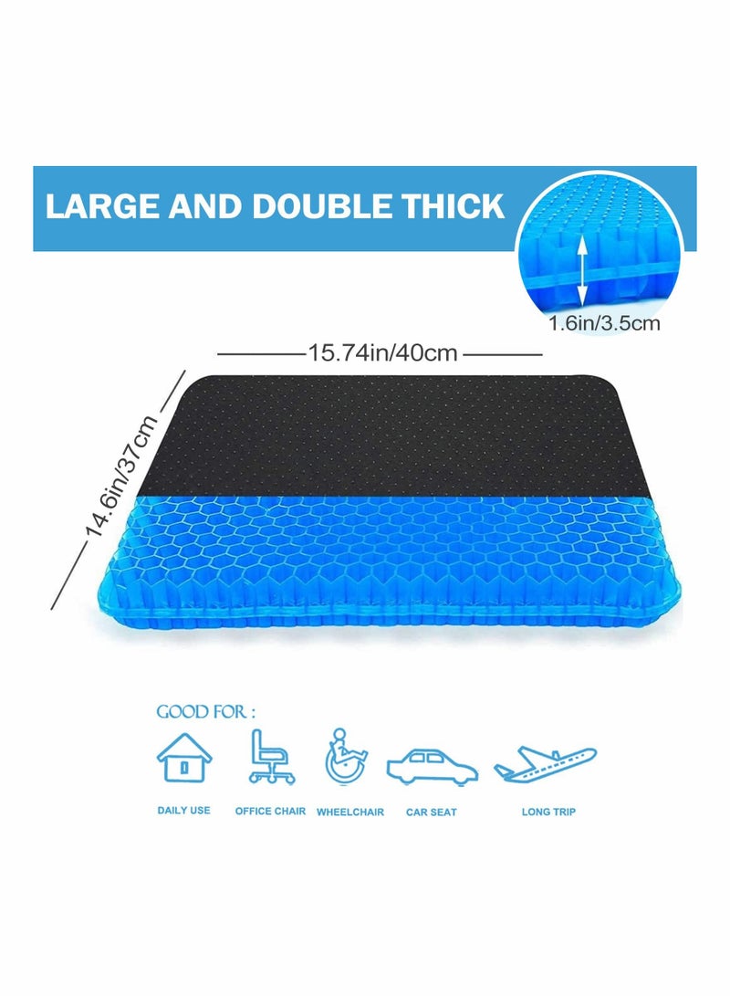 Gel Seat Cushion, Cushion for Long Sitting with Non-Slip Cover (Blue)