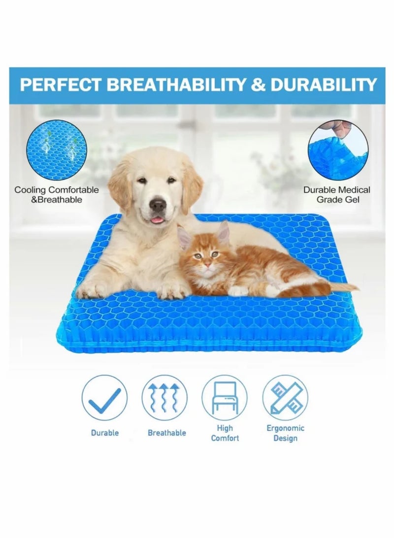 Gel Seat Cushion, Cushion for Long Sitting with Non-Slip Cover (Blue)