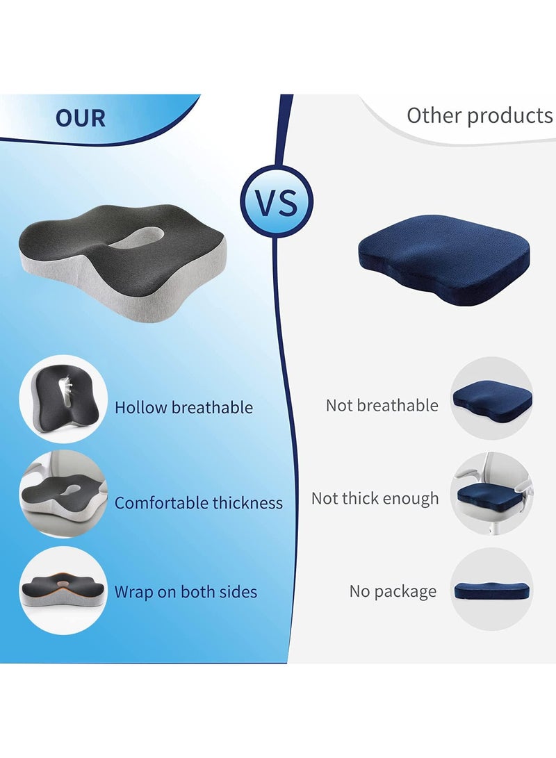 Memory Foam Seat Cushion for Desk Chair, 3D Full Wrap Office Chairs Cushions for Tailbone Pain Relief,Back Pain,Chair Cushion Support for Home, Office and Car Seat Driver
