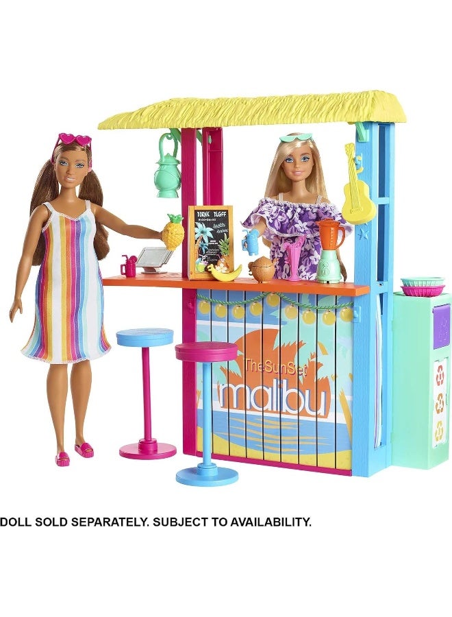 Barbie Loves The Ocean Beach Shack Playset with 18+ Accessories, Made from Recycled Plastics, Gift for 3 to 7 Year Olds