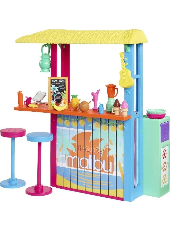 Barbie Loves The Ocean Beach Shack Playset with 18+ Accessories, Made from Recycled Plastics, Gift for 3 to 7 Year Olds