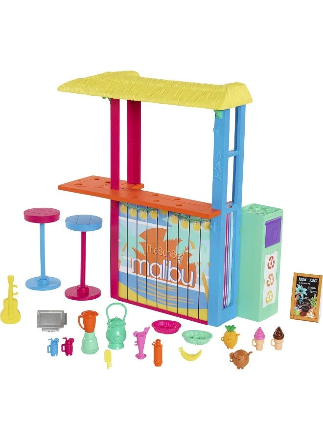 Barbie Loves The Ocean Beach Shack Playset with 18+ Accessories, Made from Recycled Plastics, Gift for 3 to 7 Year Olds