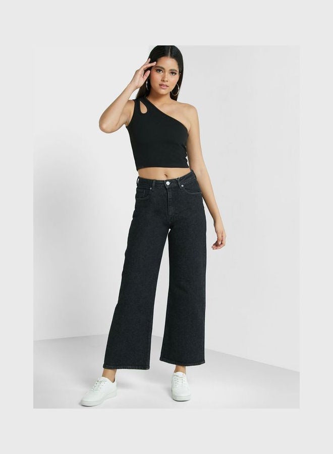 High Waist Straight Jeans Black