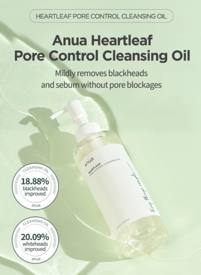 Heartleaf Pore Control Cleansing Oil Korean Facial Cleanser, Daily Makeup And Blackheads Removal (200Ml)