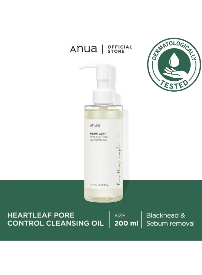 Heartleaf Pore Control Cleansing Oil Korean Facial Cleanser, Daily Makeup And Blackheads Removal (200Ml)