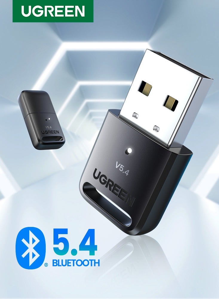 Latest USB Bluetooth Adapter for PC,5.4 Bluetooth Dongle Transmitter,【Lag-free Multi-device Connect】of Mouse,Keyboard,Headsets,Gamepad【Driver Free】Bluetooth 5.4 Adapter for Windows 8.1/10/11 Black