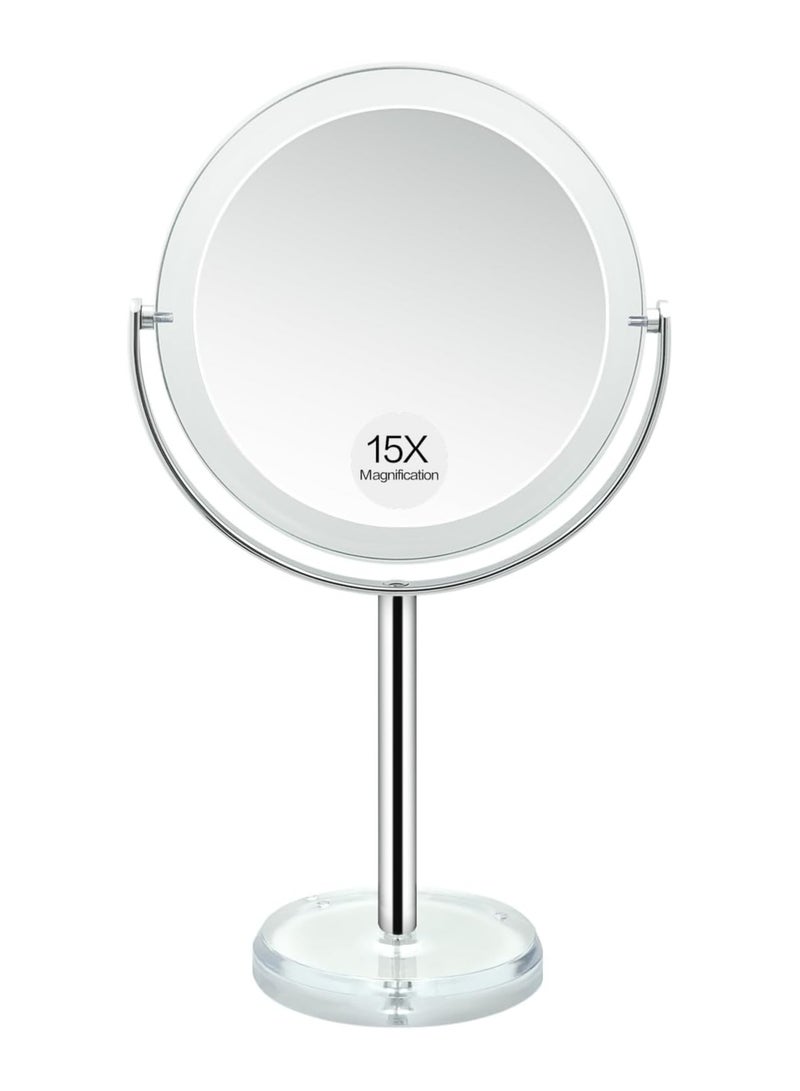 Snowflakes 1X / 15X Magnifying Makeup Mirror with Stand - 7 Inch Tabletop Vanity Mirror for Bathroom or Bedroom with 360° Rotation.