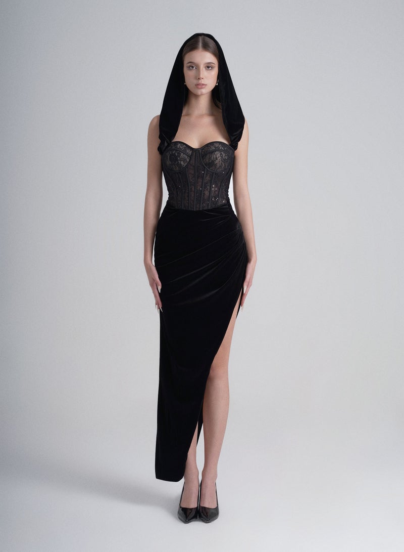 LASSY • VEVET LACE CORSET DRESS