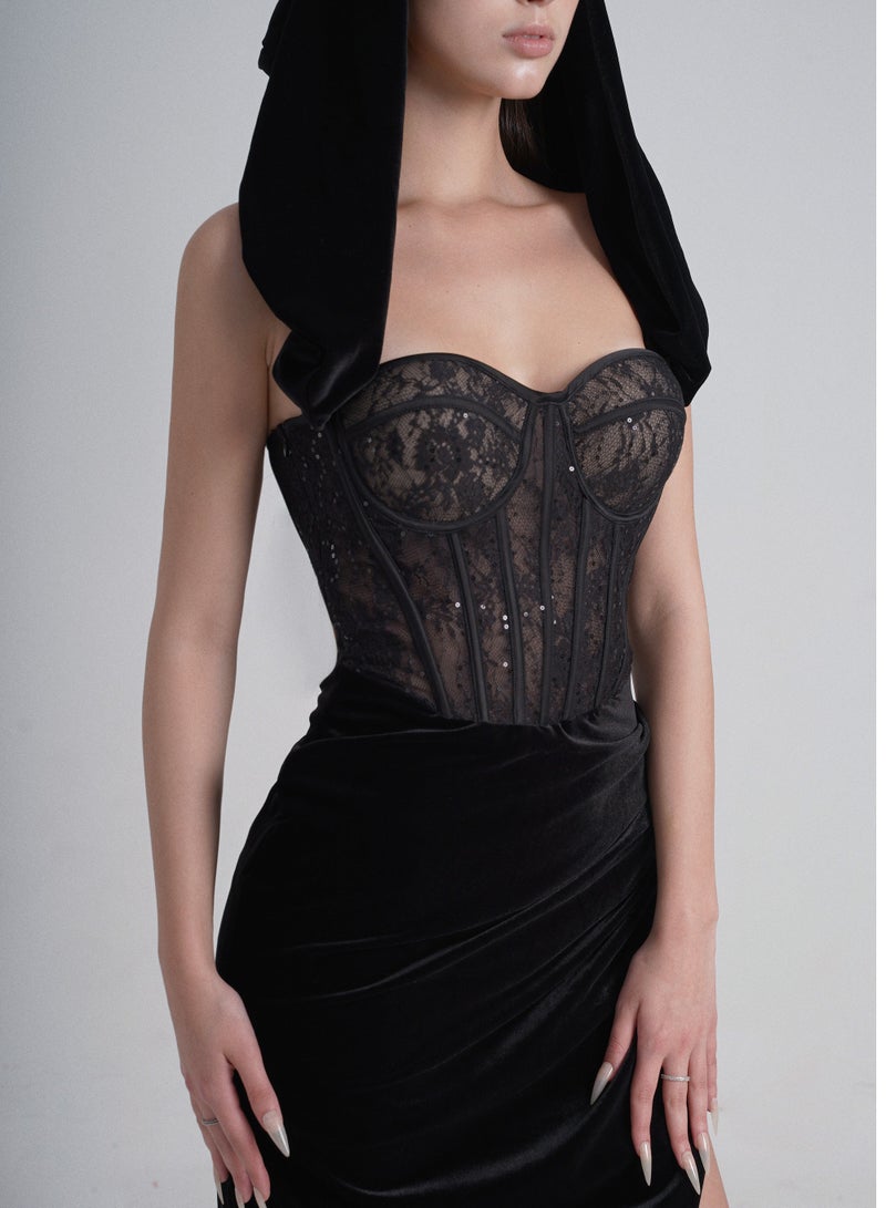 LASSY • VEVET LACE CORSET DRESS