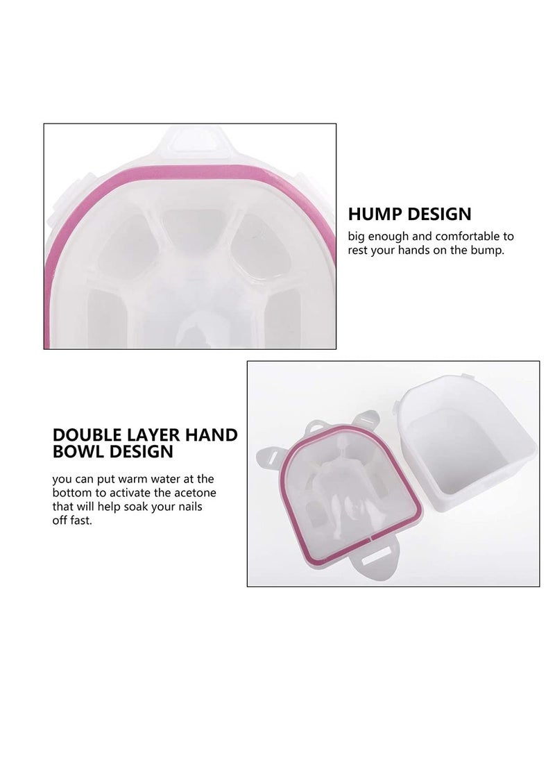 Nail Tool Set 2 Pieces Soaking Bowls Polish Remover Soak Files with Triangle Cuticle Peeler and Stainless Steel Pusher Art