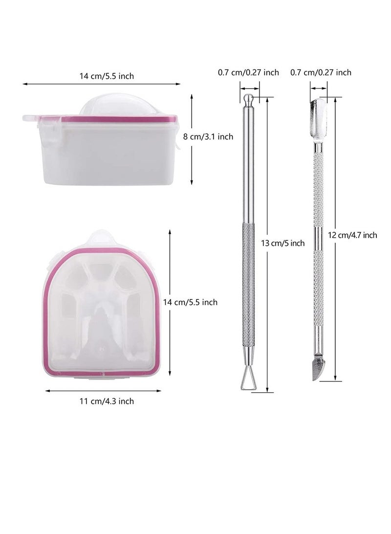 Nail Tool Set 2 Pieces Soaking Bowls Polish Remover Soak Files with Triangle Cuticle Peeler and Stainless Steel Pusher Art