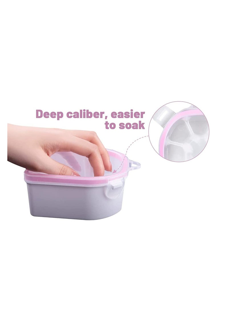 Nail Tool Set 2 Pieces Soaking Bowls Polish Remover Soak Files with Triangle Cuticle Peeler and Stainless Steel Pusher Art