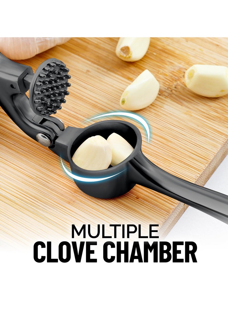 Premium Garlic Press, Rust Proof & Dishwasher Safe, Professional Garlic Mincer Tool with Soft Ergonomic Handle, Easy-Squeeze and Easy-Clean, Efficient Ginger Crusher