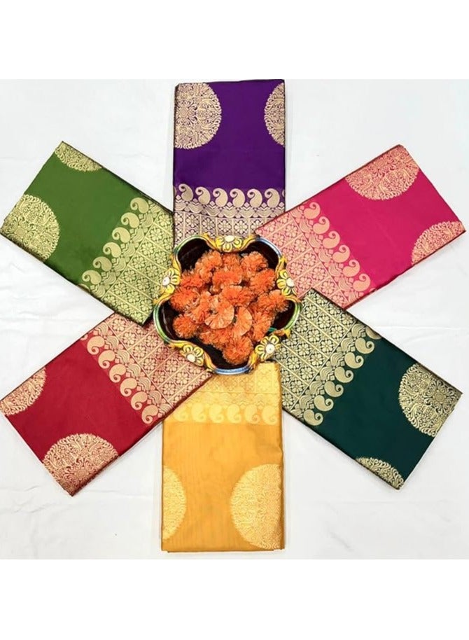 Women's Pure Banarasi Silk Saree Kanjivaram Style Saree With Blouse Piece For Wedding