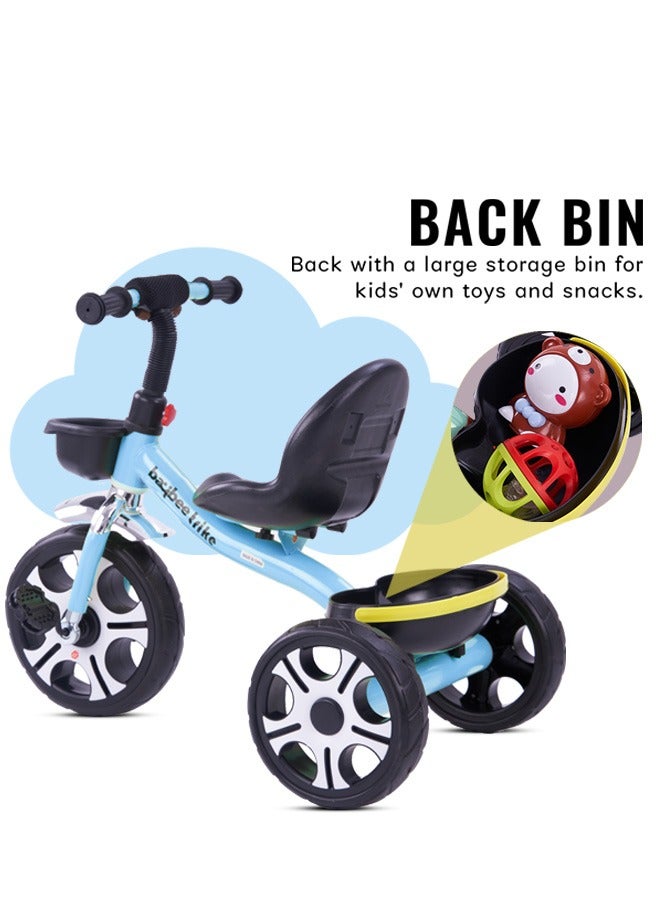 Baybee Coaster Tricycle for Kids Baby Smart Plug and Play Kids Tricycle Cycle with Front & Rear Storage Baskets 3 Wheels Tricycle Bicycle Baby Tricycle Cycle for Kids 2 to 5 Years Boy Girl Blue