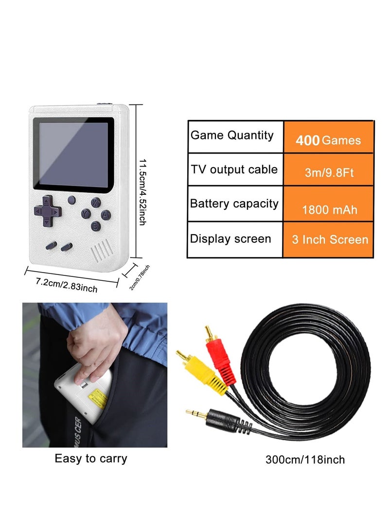 Handheld Game Console, Mini Handheld Game Console with 3.0-Inches Color Screen , 400 Classic Games, 1800mAh Battery That Can Connect to TV and Two Players, Retro Birthday Toys for Boys and Girls