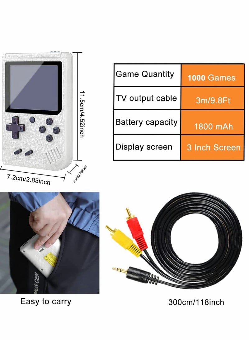 Handheld Game Console 400 Classic FC Games Mini Handheld Game Console with 3.0-Inches Color Screen 1020mAh Rechargeable Battery That Can Connect to TV and Two Players