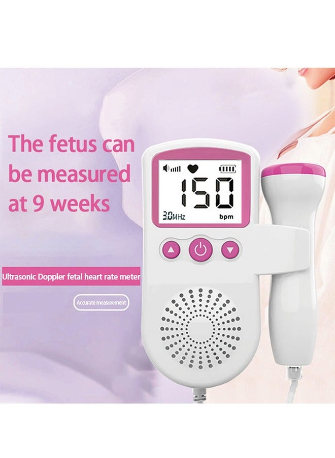 Fetal Heart Rate Detector, Portable Fetal Heart Rate Detector, Home Doppler Meter With LCD Display, For Monitoring Baby's Heartbeat At Home,pink