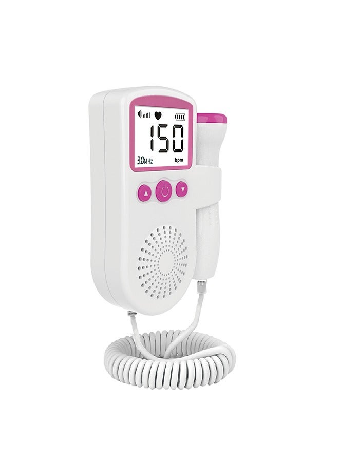 Fetal Heart Rate Detector, Portable Fetal Heart Rate Detector, Home Doppler Meter With LCD Display, For Monitoring Baby's Heartbeat At Home,pink