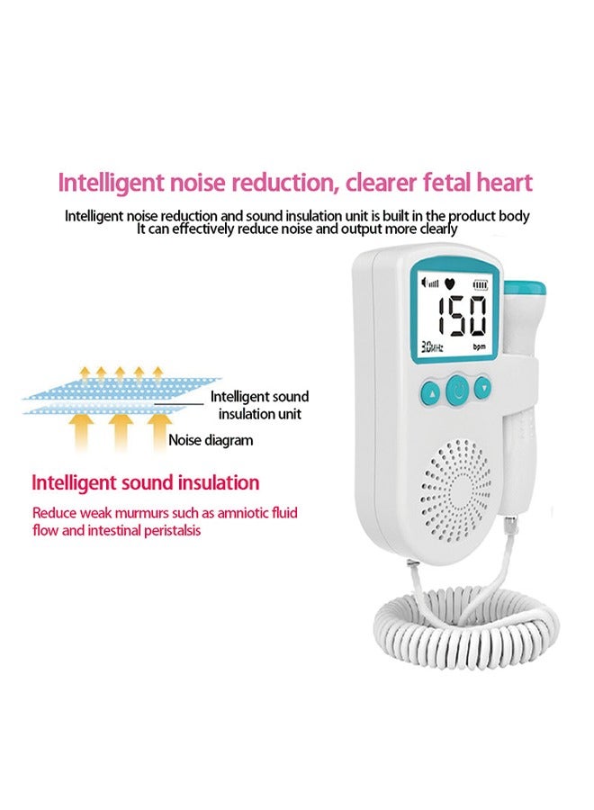 Fetal Heart Rate Detector, Portable Fetal Heart Rate Detector, Home Doppler Meter With LCD Display, For Monitoring Baby's Heartbeat At Home,pink