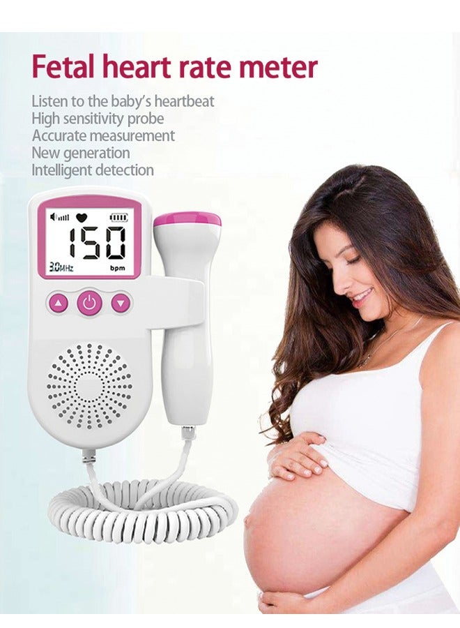 Fetal Heart Rate Detector, Portable Fetal Heart Rate Detector, Home Doppler Meter With LCD Display, For Monitoring Baby's Heartbeat At Home,pink