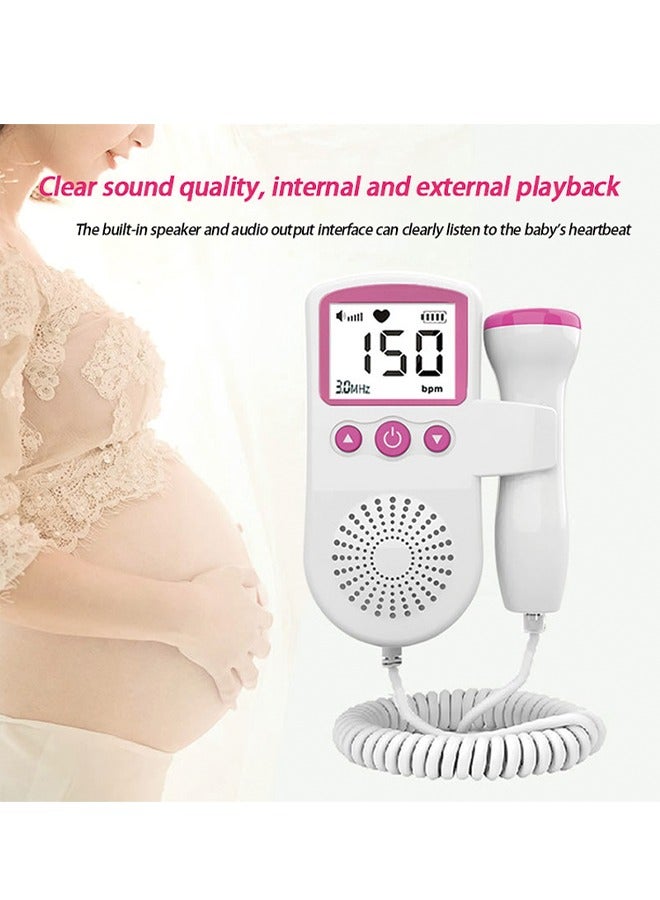 Fetal Heart Rate Detector, Portable Fetal Heart Rate Detector, Home Doppler Meter With LCD Display, For Monitoring Baby's Heartbeat At Home,pink