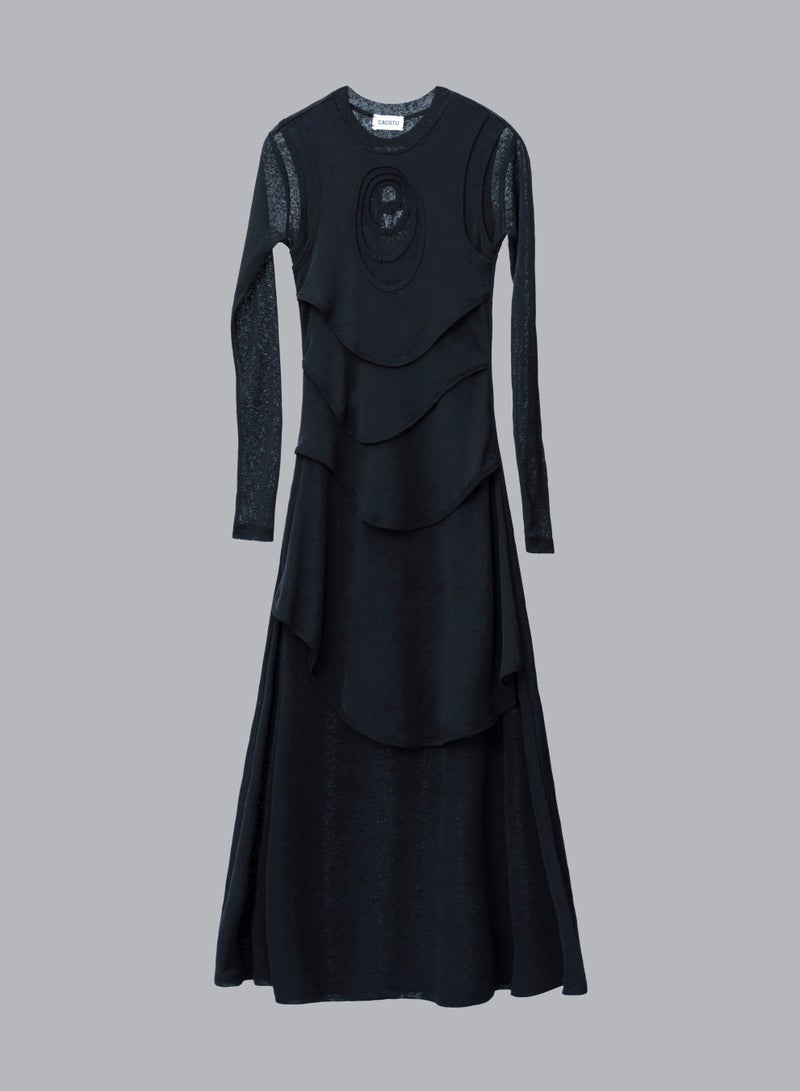 CAOSTU • BLACK MULTI-LAYER HUG DRESS