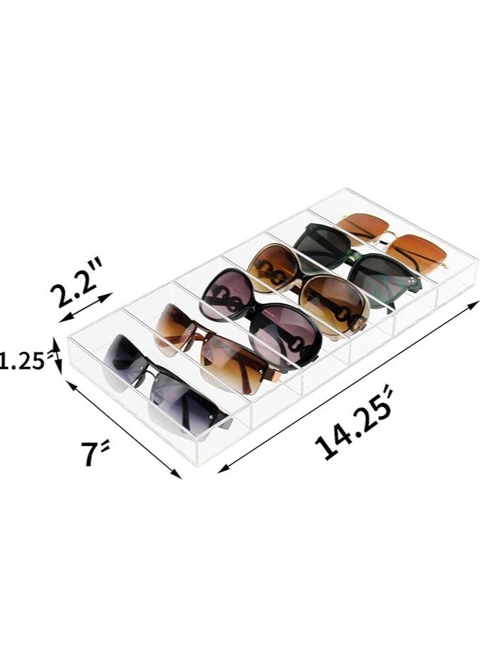 Sunglasses organizer - 6 Slot Clear Eyeglasses Storage Case, Stackable Eyewear Display Tray for Sunglasses, Fashion Eye Wear, Protective Glasses holder