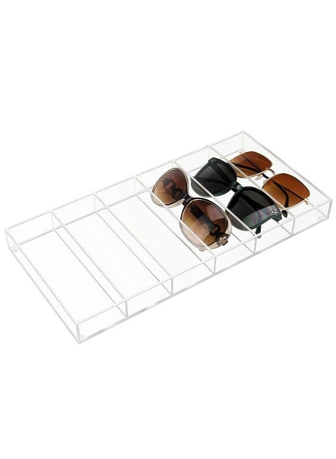 Sunglasses organizer - 6 Slot Clear Eyeglasses Storage Case, Stackable Eyewear Display Tray for Sunglasses, Fashion Eye Wear, Protective Glasses holder