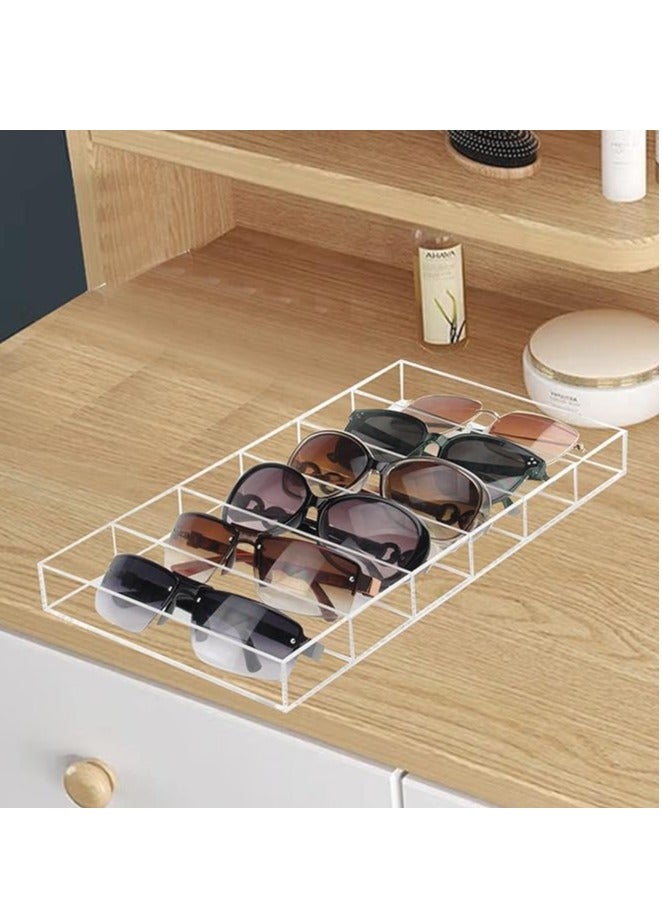 Sunglasses organizer - 6 Slot Clear Eyeglasses Storage Case, Stackable Eyewear Display Tray for Sunglasses, Fashion Eye Wear, Protective Glasses holder