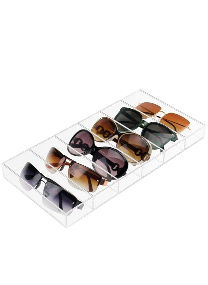 Sunglasses organizer - 6 Slot Clear Eyeglasses Storage Case, Stackable Eyewear Display Tray for Sunglasses, Fashion Eye Wear, Protective Glasses holder