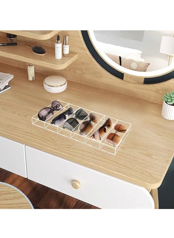 Sunglasses organizer - 6 Slot Clear Eyeglasses Storage Case, Stackable Eyewear Display Tray for Sunglasses, Fashion Eye Wear, Protective Glasses holder