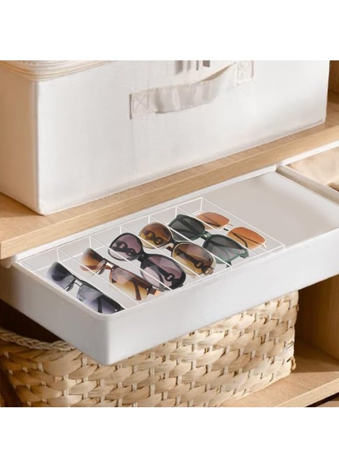 Sunglasses organizer - 6 Slot Clear Eyeglasses Storage Case, Stackable Eyewear Display Tray for Sunglasses, Fashion Eye Wear, Protective Glasses holder