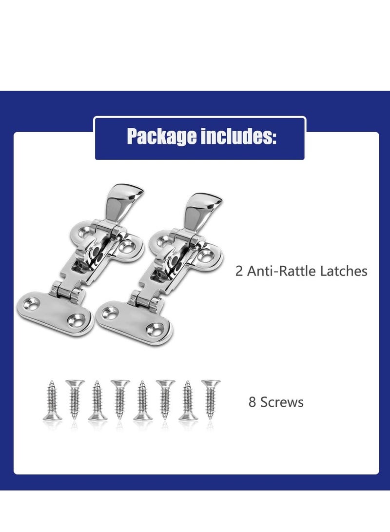 Boat Anti-Rattle Latch, 2pcs 316 Stainless Steel Universal Lockable Hold down Clamp Latch, Solid Construction, Marine Grade Hatch Hardware Fasteners with Screws