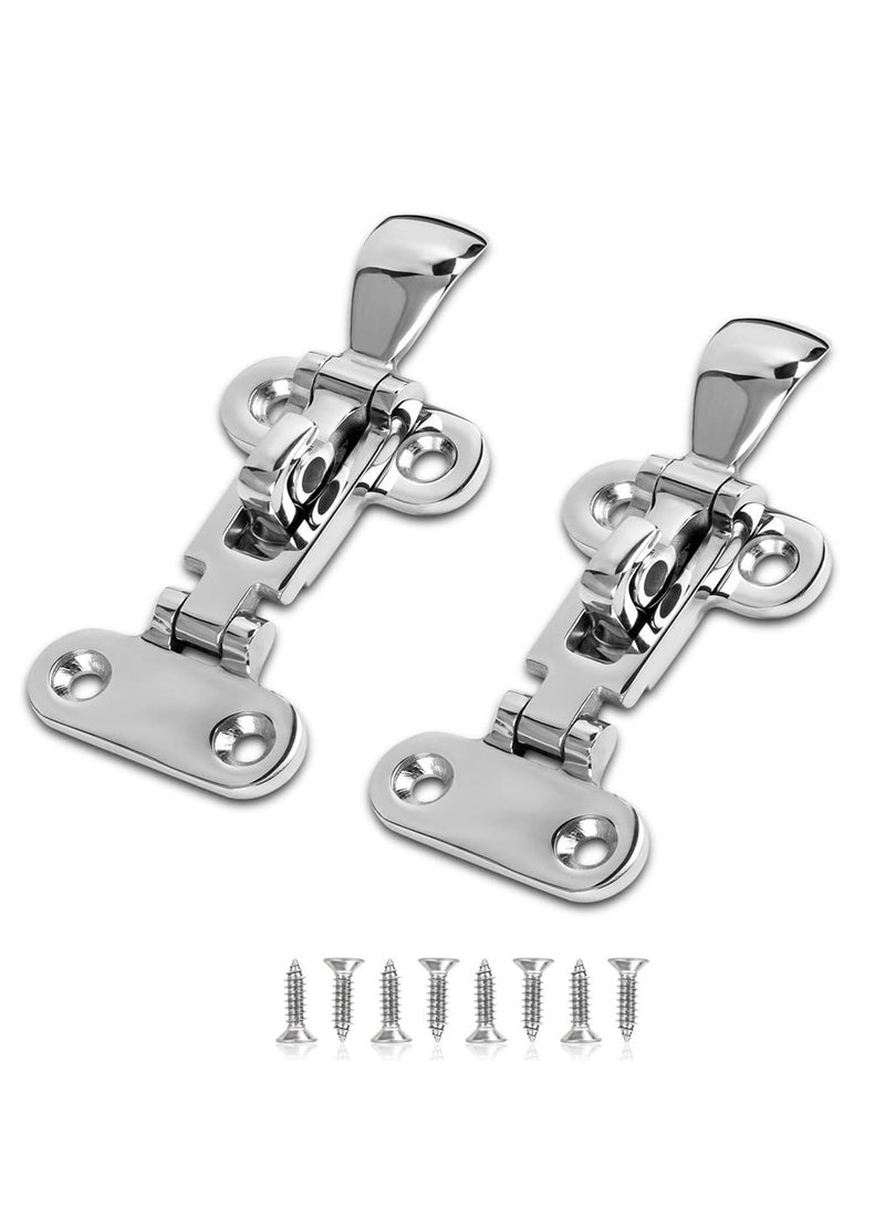 Boat Anti-Rattle Latch, 2pcs 316 Stainless Steel Universal Lockable Hold down Clamp Latch, Solid Construction, Marine Grade Hatch Hardware Fasteners with Screws