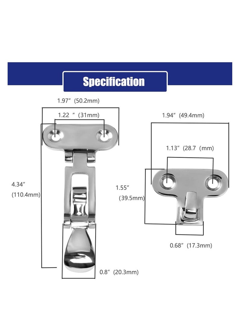 Boat Anti-Rattle Latch, 2pcs 316 Stainless Steel Universal Lockable Hold down Clamp Latch, Solid Construction, Marine Grade Hatch Hardware Fasteners with Screws