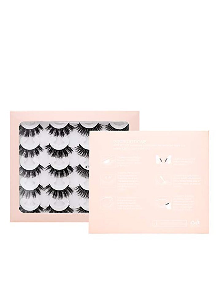 10pair Mink Eyelashes 15mm Lashes Fluffy Messy 3D False Eyelashes Dramatic Long Natural Lashes Makeup Mink Lashes