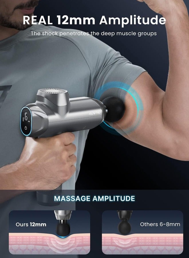 RENPHO Power Massage Gun Deep Tissue, Mothers Day Gifts FSA HSA Eligible Percussion Muscle Massage Gun for Athletes, Portable Electric Handheld Massager Gun, LED Touch Display Gift for Men - Gray