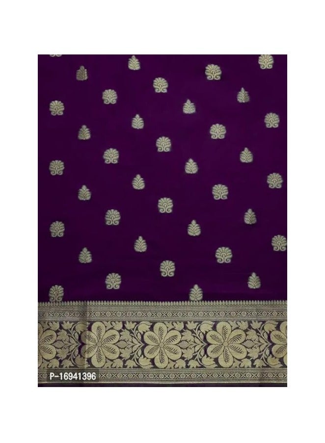 Women's Pure Banarasi Silk Saree Kanjivaram Style Saree With Blouse Piece For Wedding