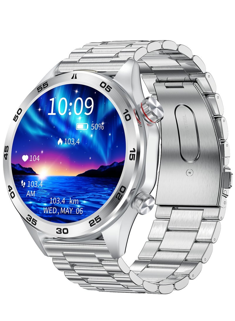 Men's Bluetooth Smartwatch, 1.52 Inch Full Screen Touch, Sleep Heart Rate Monitoring And Sports Waterproof, Support Multiple Sports Modes And Multiple Language Settings, I118 Silver