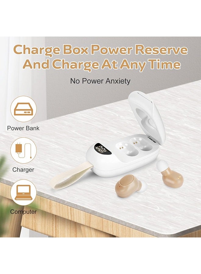 Rechargeable Hearing Aids for Seniors & Adults with with Noise Cancelling,Digital Hearing Amplifier with Into Ear No Squealing,Magnetic Contact Charging Box witg LED Power Display
