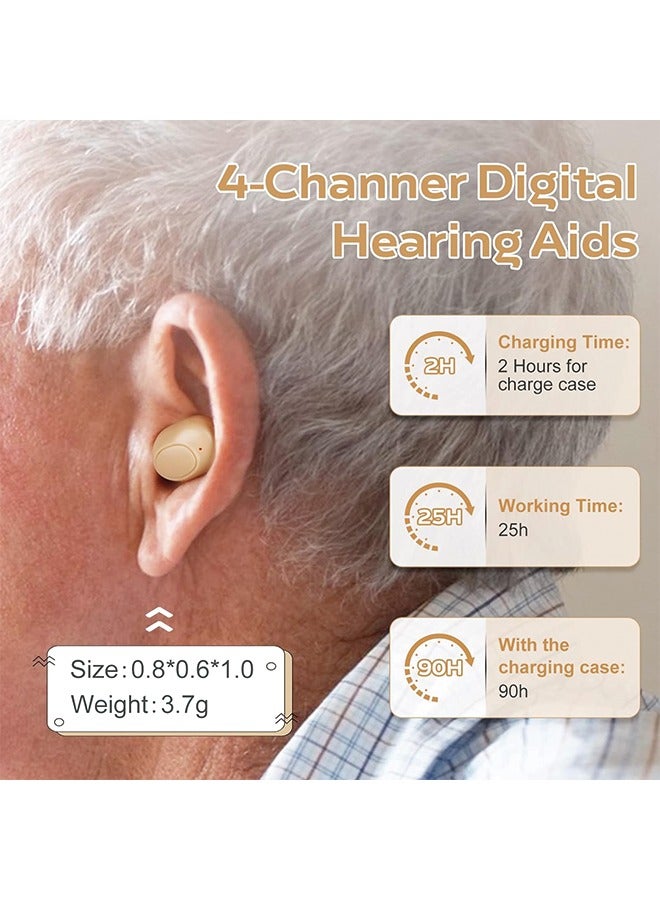 Rechargeable Hearing Aids for Seniors & Adults with with Noise Cancelling,Digital Hearing Amplifier with Into Ear No Squealing,Magnetic Contact Charging Box witg LED Power Display
