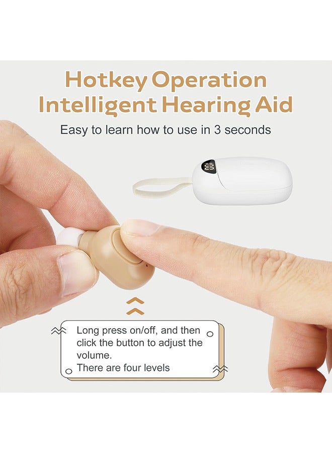Rechargeable Hearing Aids for Seniors & Adults with with Noise Cancelling,Digital Hearing Amplifier with Into Ear No Squealing,Magnetic Contact Charging Box witg LED Power Display