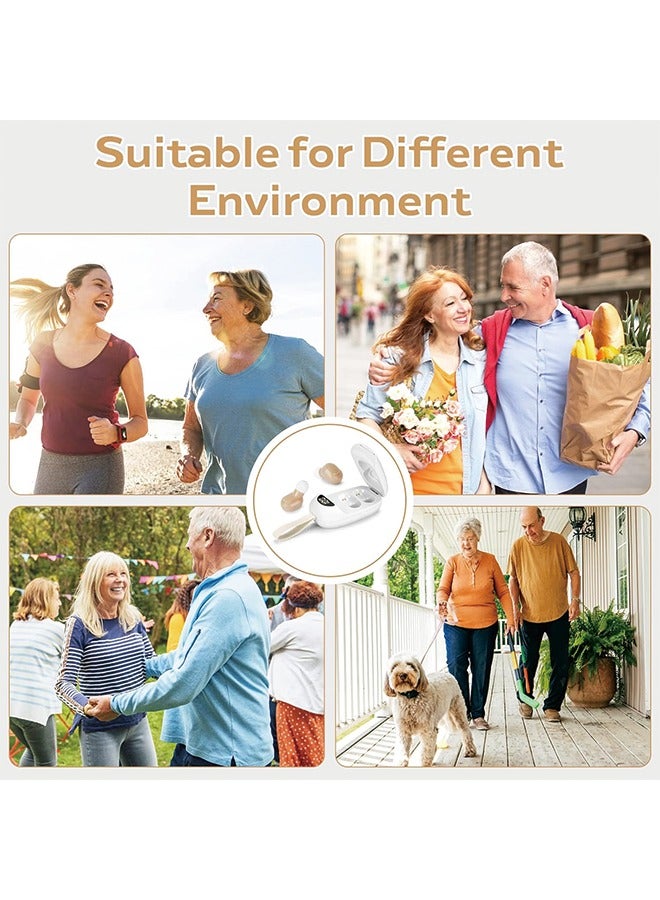 Rechargeable Hearing Aids for Seniors & Adults with with Noise Cancelling,Digital Hearing Amplifier with Into Ear No Squealing,Magnetic Contact Charging Box witg LED Power Display
