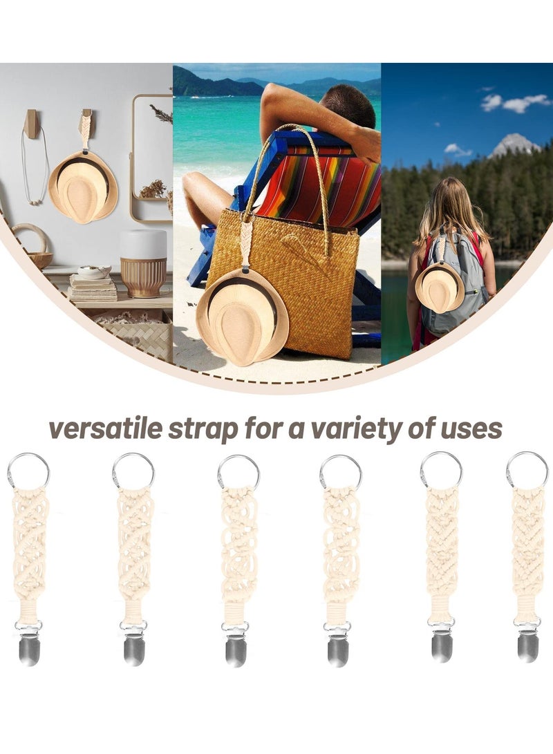 Travel Hat Clips for Handbags & Backpacks, Elastic Strap Clips for Adults & Kids (6Pcs, Beige), Suitable Outdoor Accessory