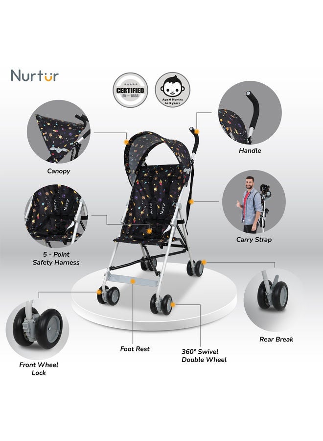 Rex Buggy Stroller Multicolour Lightweight Stroller With Compact Fold Canopy Shoulder Strap 6 To 36 Months