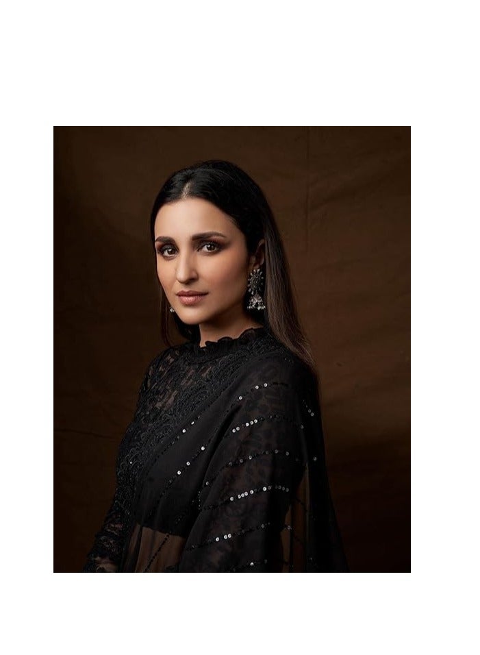 Women's Sequence Work Georgette Saree With Blouse Piece (Parineeti Sequence)