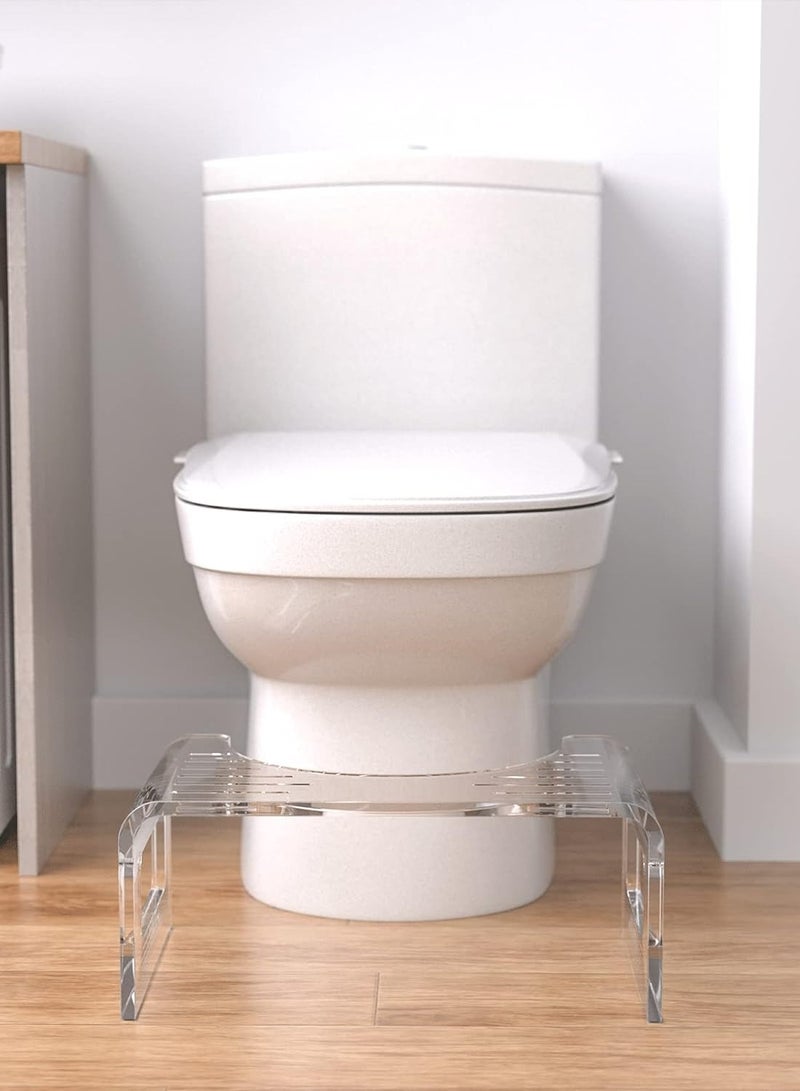 7 Inches Acrylic Toilet Stool, Clear Bathroom Stool for Adults, Modern Design Non-Slip Stool, Strong Load-Bearing, Blends Seamlessly Into Any Bathroom