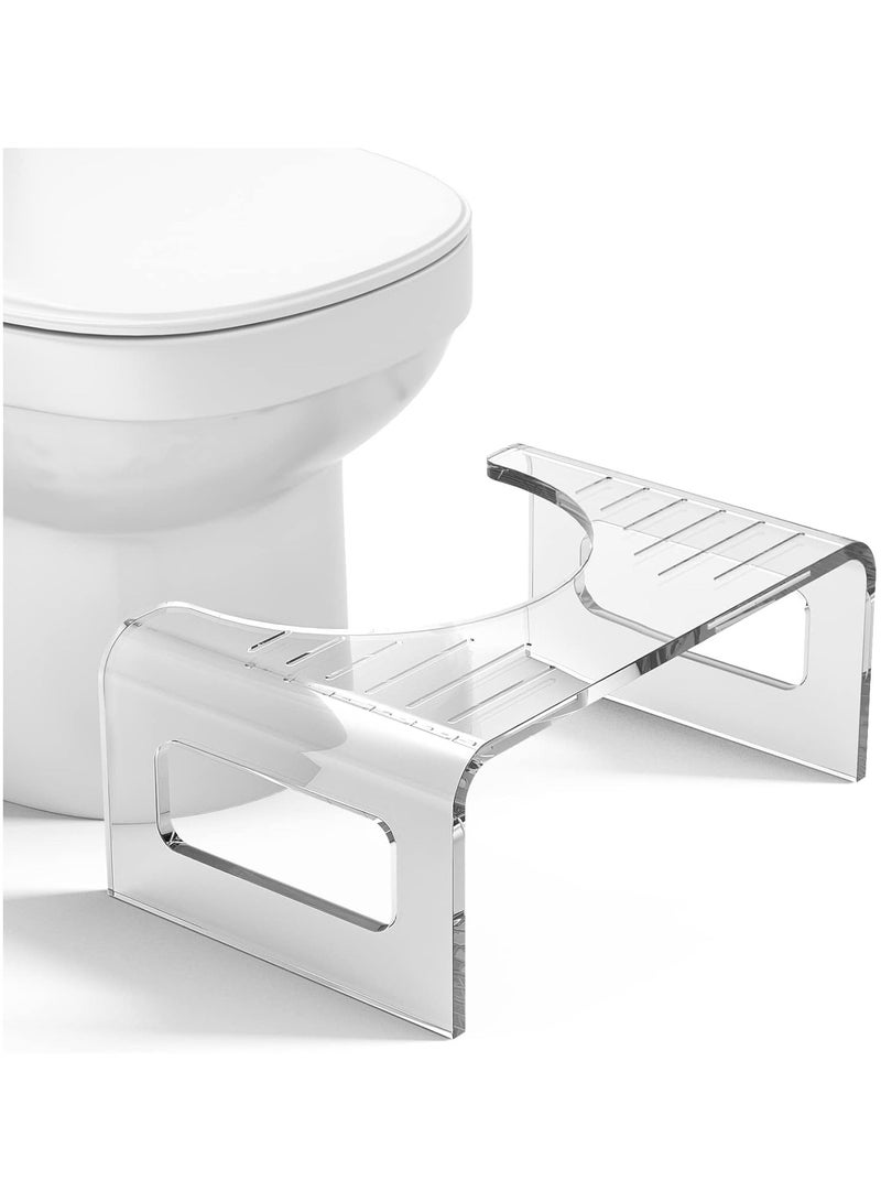 7 Inches Acrylic Toilet Stool, Clear Bathroom Stool for Adults, Modern Design Non-Slip Stool, Strong Load-Bearing, Blends Seamlessly Into Any Bathroom